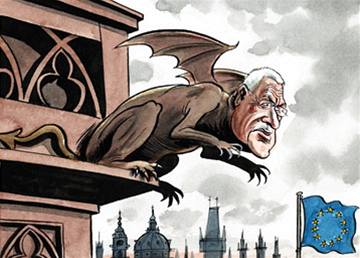 karikatura Václava Klause z týdeníku The Economist