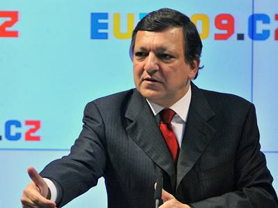 José Barroso na tiskové konferenci.