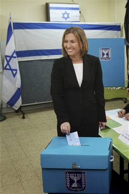 Cipi Livniová ze strany Vped u voleb do izraelského parlamentu