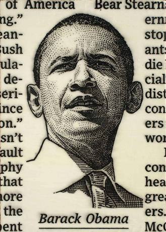 Portrét Obamy, který na svých webových stránkách prezentuje panlský malí José-María Cano.