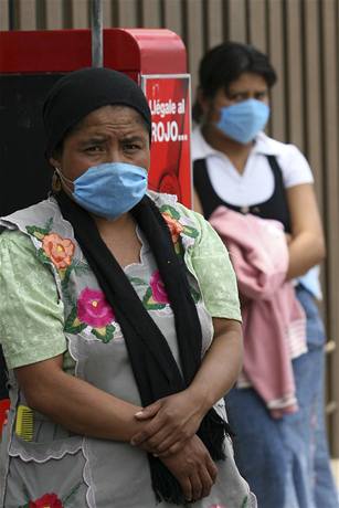 Jihomexický svazový stát Oaxaca je zejm ohniskem nákazy. Na fotografii eny chránící se proti viru roukami.