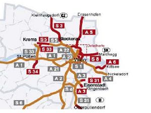 Mapa dalnin st okolo Vdn vetn dlnice A5 k eskm hranicm.