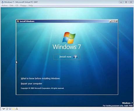 Instalace Windows 7.