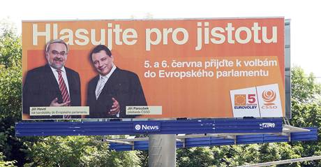 Jií Paroubek a Jií Havel na pedvolebním billboardu SSD