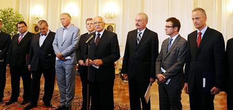 Prezident Václav Klaus s politiky na Hrad
