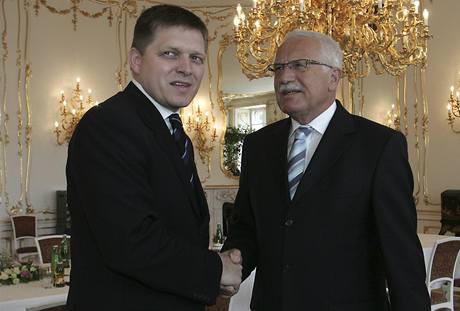 Robert Fico, Václav Klaus. Hlavy dvou ze stát Visegradské skupiny