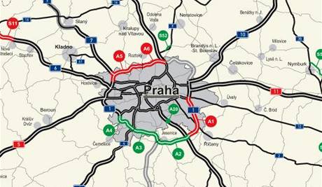 Mapa výstavby praského okruhu.