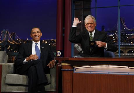 Barack Obama v noní talk show Davida Lettermana.