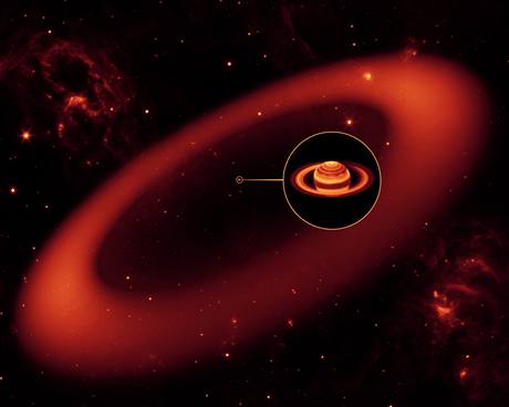 Nový prstenec Saturnu podle malíe NASA