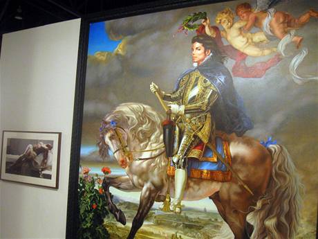 Obraz Michaela Jacksona v brnn na blm koni.