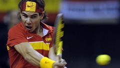 Rafael Nadal v utkn Davis cupu s Janem Hjkem