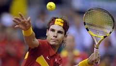 Rafael Nadal v utkn Davis cupu s Janem Hjkem