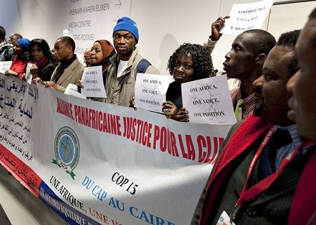 Demonstranté z afrických neziskových organizací 