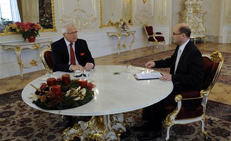 Prezident Václav Klaus byl 27. prosince v Praze hostem diskusního poadu televize Prima Partie, který moderoval Jan Punochá 