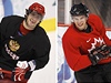 Oba vdci mají dobrou náladu: vlevo ruský kanonýr Alexander Ovekin, vpravo Kanaan Sidney Crosby.