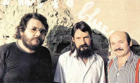 Kapela ASPM - Jan Spálený, Petr Kalandra a Frantiek Havlíek na snímku okolo roku 1985