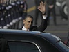 Barack Obama na ruzyském letiti v Praze.