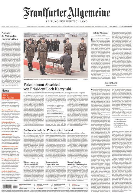 Tragdie v Polsku na strnkch svtovho tisku - nmeck denk Frankfurter Allgemaine Zeitung