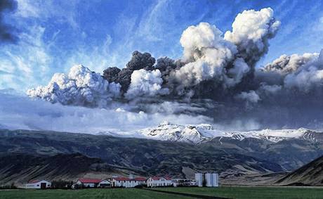Island po výbuchu sopky
