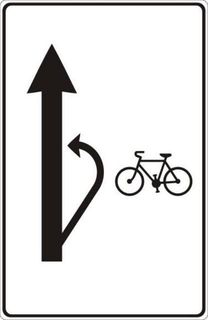 Nov dopravn znaka - nvst doporuenho zpsobu odboen cyklist vlevo.