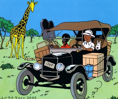 Kresba z pebalu komiksové knihy TinTin v Kongu