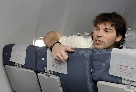 Jaromír Jágr v letadle.