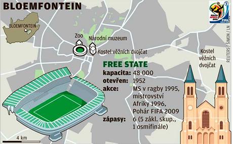 Stadiony MS 2010 ve fotbale: Bloemfontein.