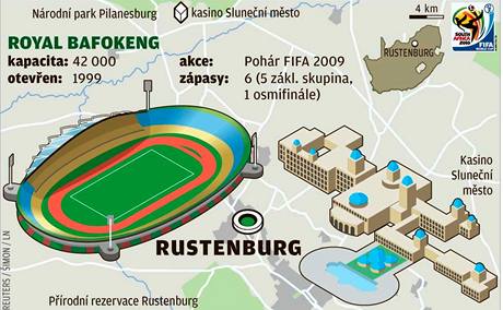 Stadiony MS 2010 ve fotbale: Rustenburg.