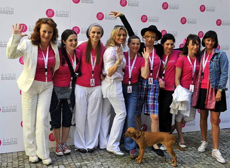 Desátý roník pochodu Prahou proti rakovin prsu. Simona Staová, Kristýna Maléová, Zuzana Vejvodová, Lucie Borhyová, Lenka Termerová, Aa Geislerová, Martha Issová, Tatiana Vilhelmová a Tereza Brodská. 