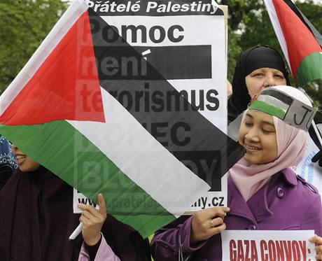 Sdruení Pátelé Palestiny bylo iniciátorem demonstrace, její úastníci 1. ervna ped izraelským velvyslanectvím v Praze odsoudili pondlní izraelský zásah proti flotile.