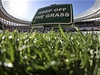 Fotbalové mistrovství svta: "nelapat na trávník" stojí na ceduli na stadionu Green Point v Kapském mst.