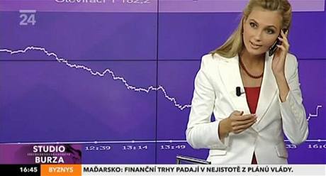 Sandra Parmová volá bhem vysílání Burzovního studia na T 24