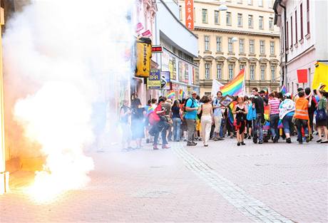 Úastníci pedchozích roník Queer Parade v Brn