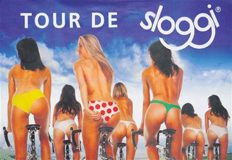Provokativní billboard výrobce sponího prádla Soggy s tematikou Tour de France