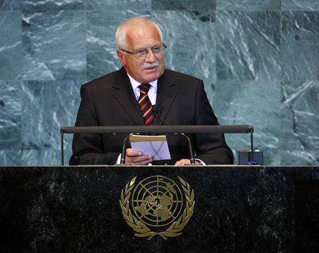 Václav Klaus pi projevu na 65. zasedání Valného shromádní OSN