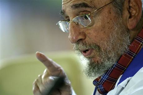 Bývalý kubánský prezident Fidel Castro na setkání se studenty