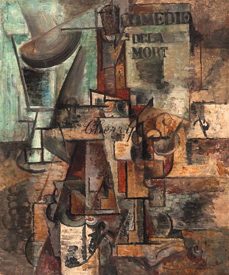 Vzácný kubistický obraz Emila Filly Zátií s lahví Cherry.