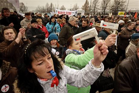 Demonstrace v Praze na Palachov námstí.