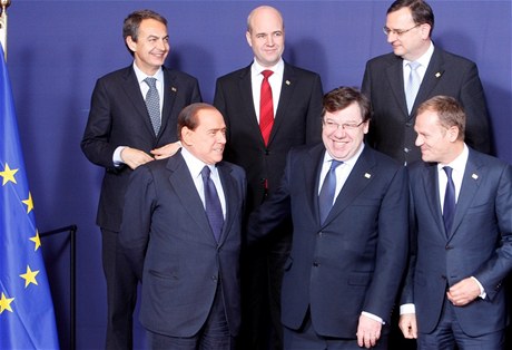 Summit EU - SILVIO BERLUSCONI, JOSÉ LUIS RODRÍGUEZ ZAPATERO, FREDRIK REINFELDT, BRIAN COWEN, DONALD TUSK, PETR NEAS 