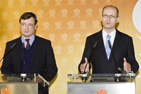 David Rath a Bohuslav Sobotka na tiskové konferenci SSD.