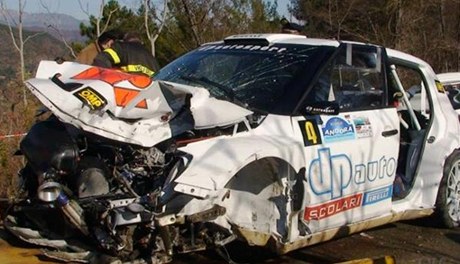 Robert Kubica a jeho zruen auto.