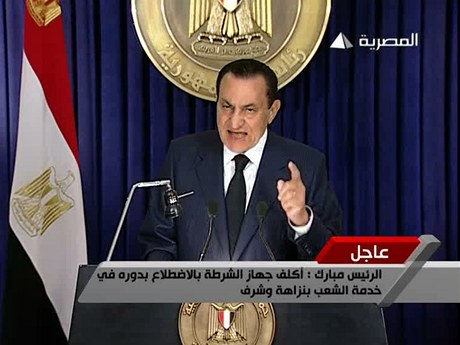 Projev Husnho Mubaraka v televizi