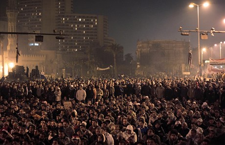 Dav Egypan na námstí Tahrír