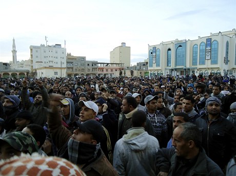Protestujc v libyjskm Tobrku