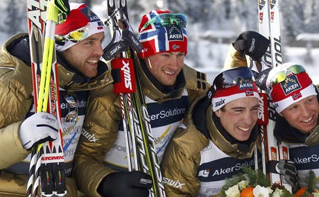 Tord Gjerdalen, Petter Northug, Eldar Roenning and Martin Johnsrud Sundby (zleva).