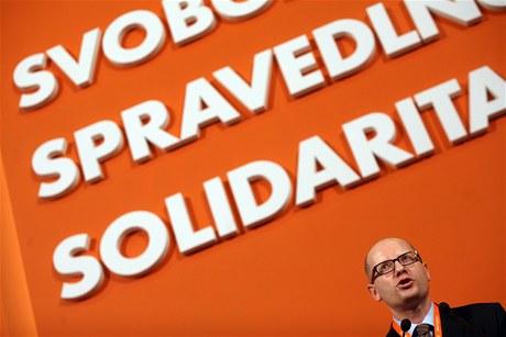 Bohuslav Sobotka pi svém projevu na sjezdu SSD v Brn