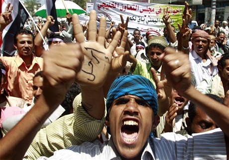 Demonstrace za odstoupení jemenského prezdidenta Alího Abdalláha Sáliha  