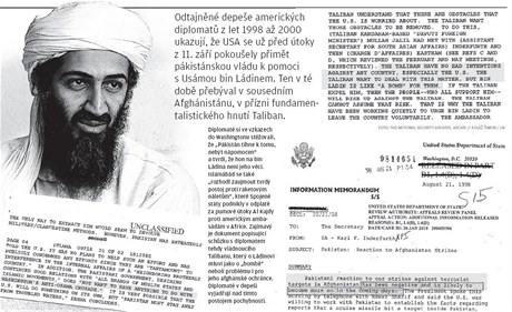 Odtajnn depee americkch diplomat z let 1998 a 2000 ukazuj, e USA se u ped toky z 11. z pokouely pimt pkistnskou vldu k pomoci s Usmou bin Ldinem. 