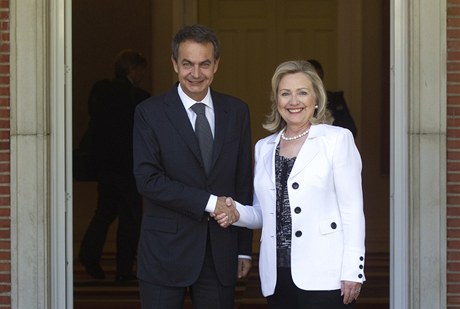 panlsk premir Jose Luis Rodriguez Zapatero a americk ministryn zahrani Hillary Clintonov