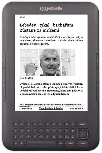 Lidovky.cz na pstroji Kindle